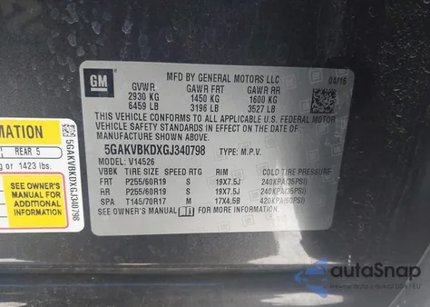 2016 Buick Enclave Leather z USA, uszkodzony, nr VIN 5GAKVBKDXGJ340798